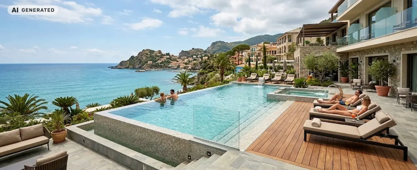 Immagine di piscina installata in hotel sul mare