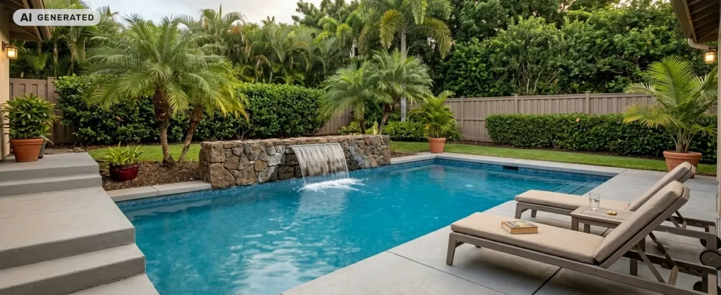 Piscina con cascata  installata in casa privata
