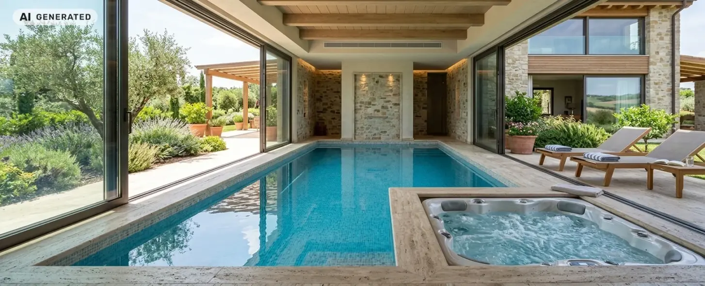 Piscina con Idromassaggio realizzata in abitazione